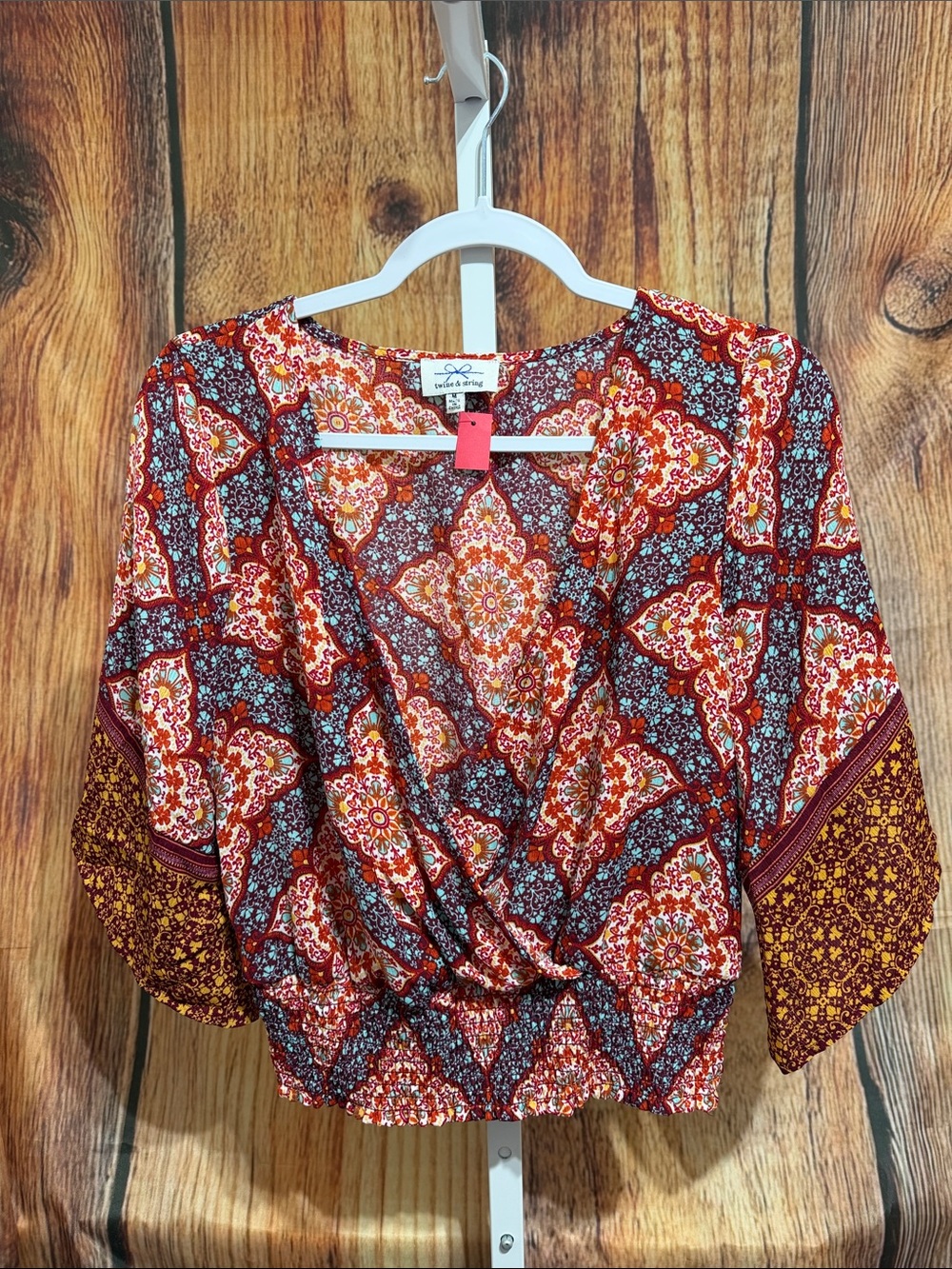 🚨(4/$10) Twine & String Wrap Look Blouse Size M